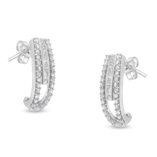 Sterling-Silver Diamond J-Stud Earring (3/4 cttw, I-J Color, I3 Clarity) - JackiEaslick