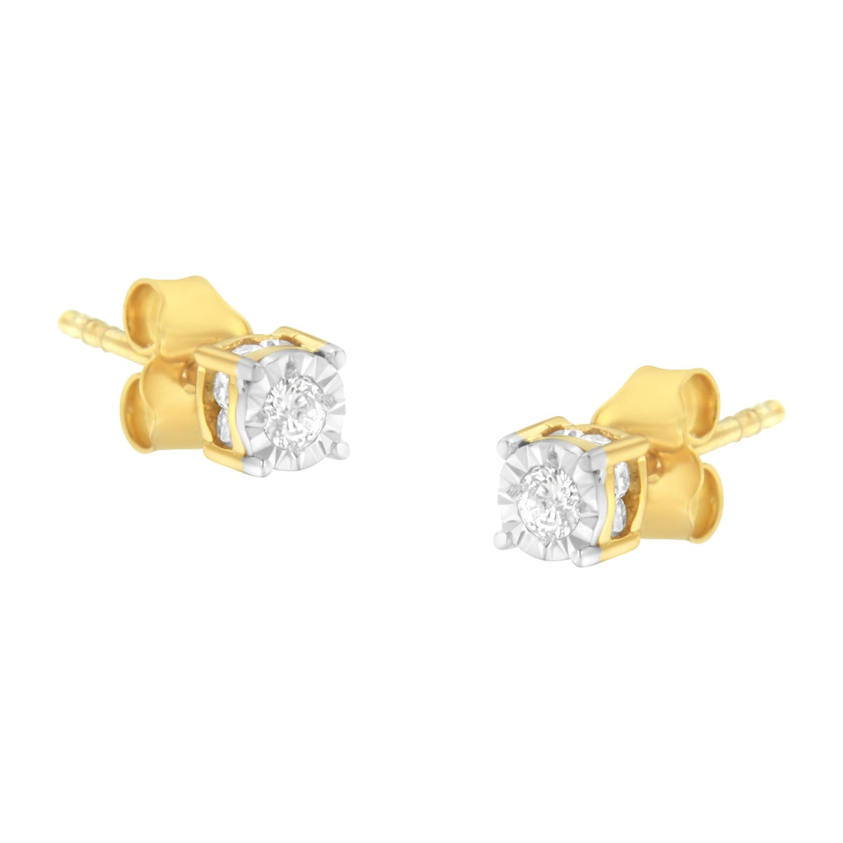 Yellow Plated Sterling Silver Diamond Stud Earring (1/4 cttw, I-J Color, I2-I3 Clarity) - JackiEaslick