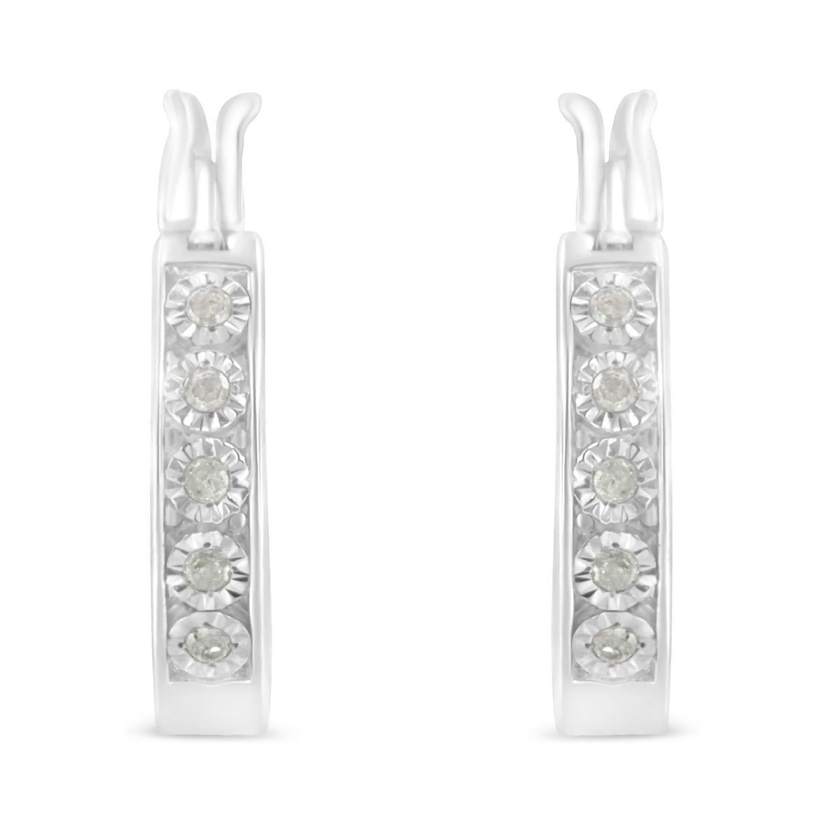 .925 Sterling Silver 1/10 Cttw Miracle Set Diamond Full Circle Hoop Earrings (I-J Color, I3 Clarity) - JackiEaslick
