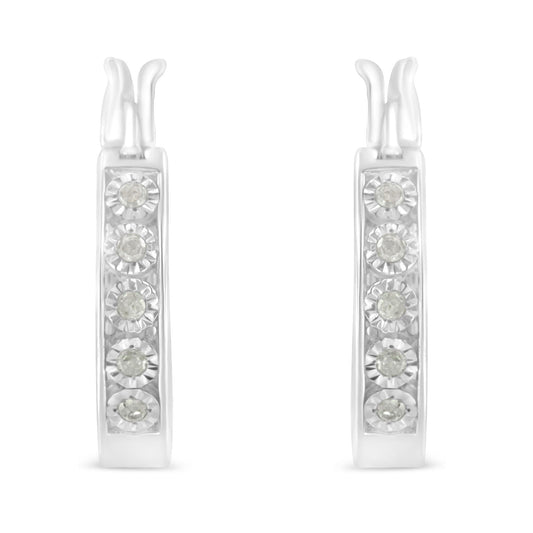 .925 Sterling Silver 1/10 Cttw Miracle Set Diamond Full Circle Hoop Earrings (I-J Color, I3 Clarity) - JackiEaslick