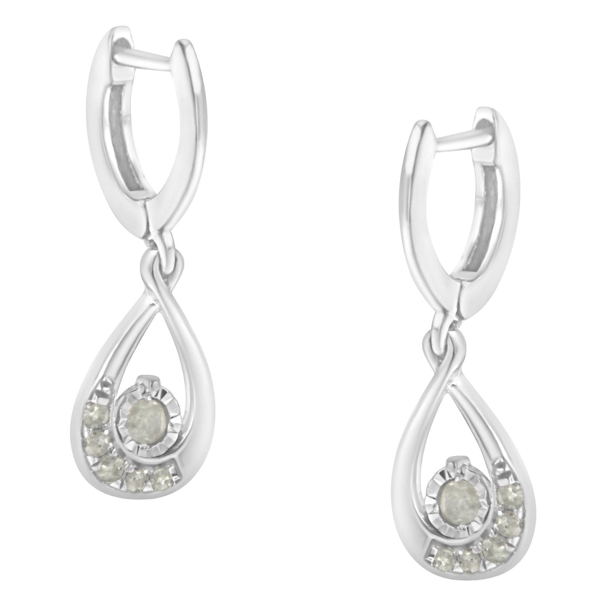 .925 Sterling-Silver 1/5 cttw Miracle-Set Round Diamond Drop and Dangle Hoop Earring (I-J Color, I3 Clarity) - JackiEaslick