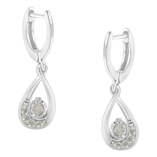 .925 Sterling-Silver 1/5 cttw Miracle-Set Round Diamond Drop and Dangle Hoop Earring (I-J Color, I3 Clarity) - JackiEaslick