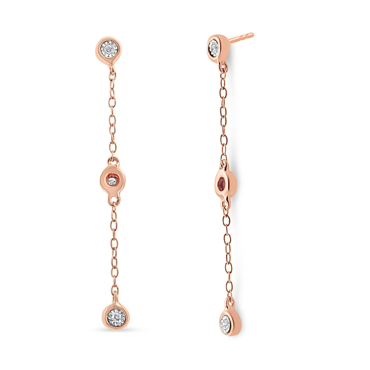 10K Rose Gold Plated .925 Sterling Silver 1/15 Cttw Diamond Dangle Earring (I-J Color, I3-Promo Clarity) - JackiEaslick