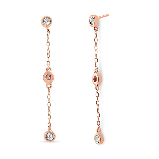 10K Rose Gold Plated .925 Sterling Silver 1/15 Cttw Diamond Dangle Earring (I-J Color, I3-Promo Clarity) - JackiEaslick