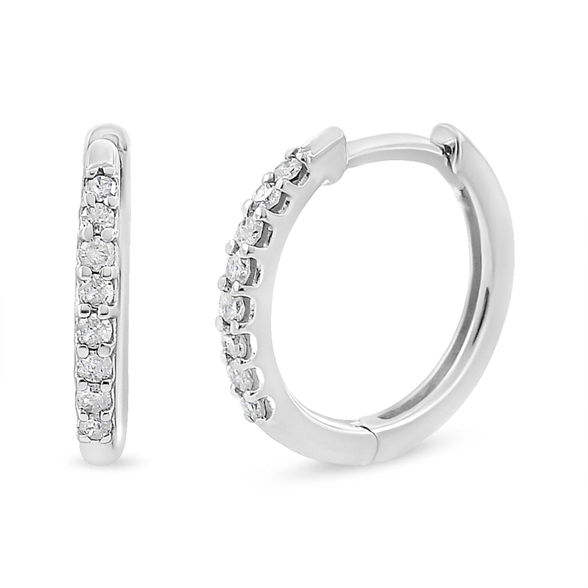 10K White Gold 1/5 Cttw Round-Cut Diamond Modern Hoop Earrings (I-J Color, I3 Clarity) - JackiEaslick