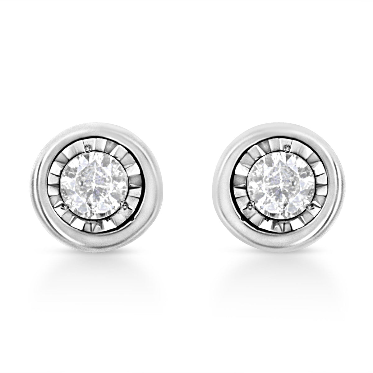 .925 Sterling Silver 1/10 Cttw Miracle-Set Diamond Stud Earrings (I-J Color, I2-I3 Clarity) - Choice of Shapes
