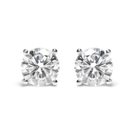 IGI Certified 14K White Gold 5.00 Cttw Round Brilliant-Cut Lab Grown Diamond Classic 4-Prong Stud Earrings with Screw Backs (F-G Color, SI1 Clarity)