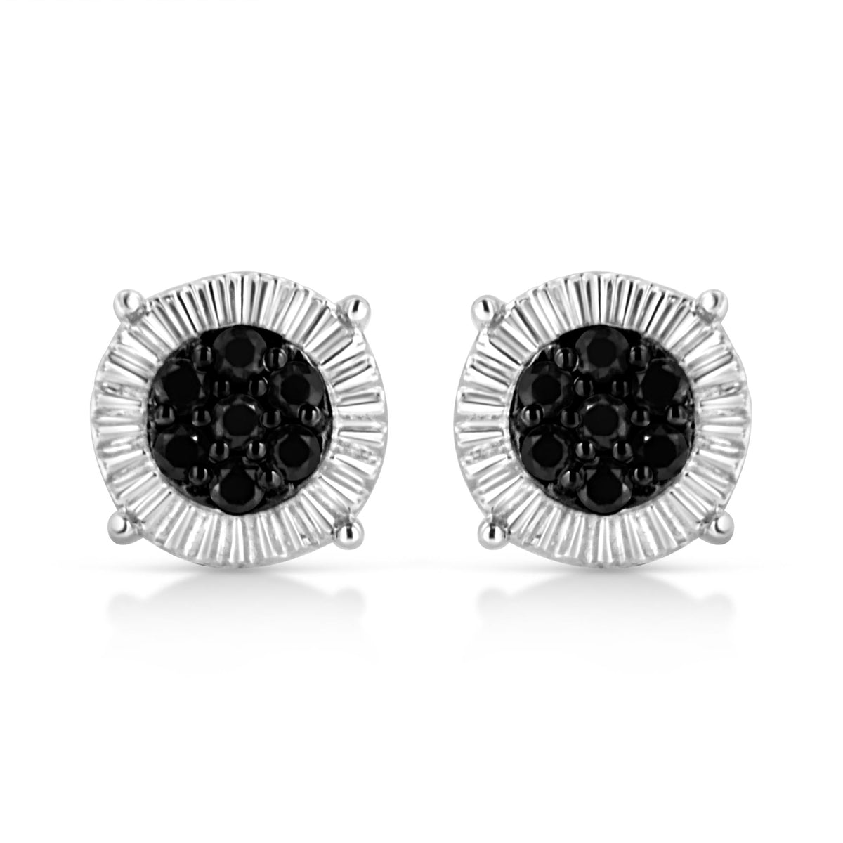 .925 Sterling Silver 1/4 Cttw Treated Diamond Cluster Flower Earrings