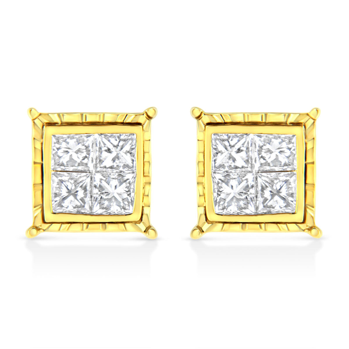 14K White Gold 1/2 Cttw 4-Prong Set Brilliant Round-Cut Solitaire Lab Grown Diamond Push Back Stud Earrings (E-F Color, VVS2-VS1 Clarity)