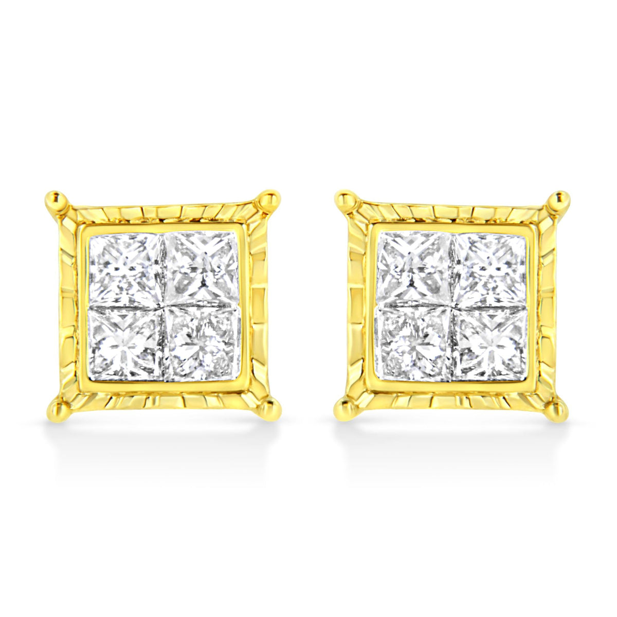 14K White Gold 1/2 Cttw 4-Prong Set Brilliant Round-Cut Solitaire Lab Grown Diamond Push Back Stud Earrings (E-F Color, VVS2-VS1 Clarity)