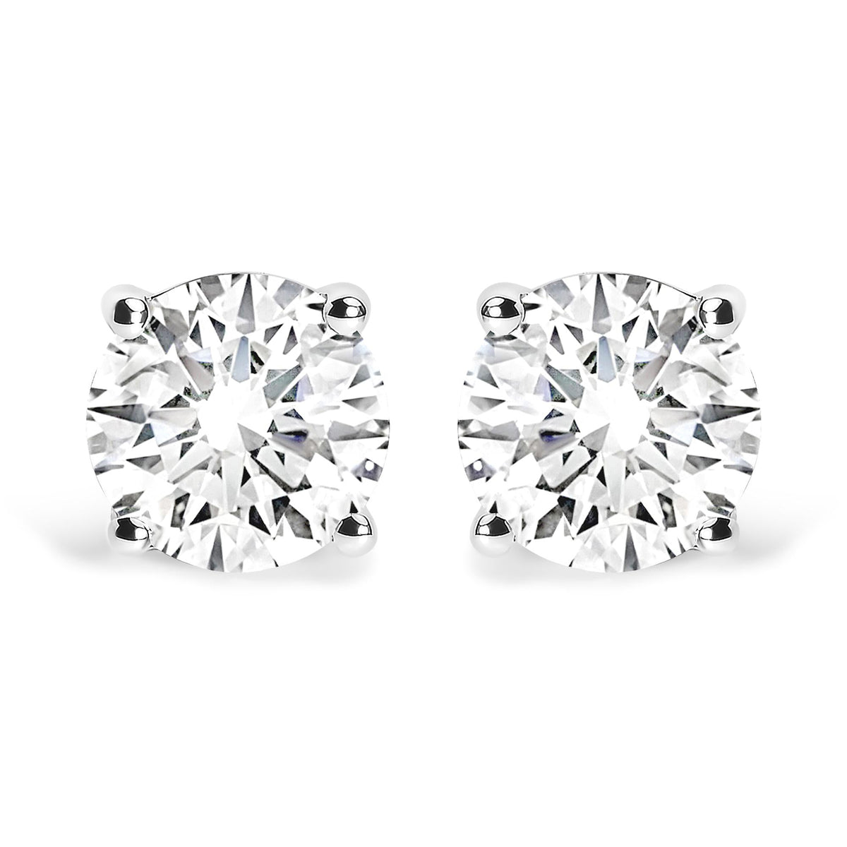 14K White Gold 2 3/4 Cttw Round Brilliant-Cut Lab Grown Diamond Classic 4-Prong Stud Earrings (F-G Color, VS1-VS2 Clarity)