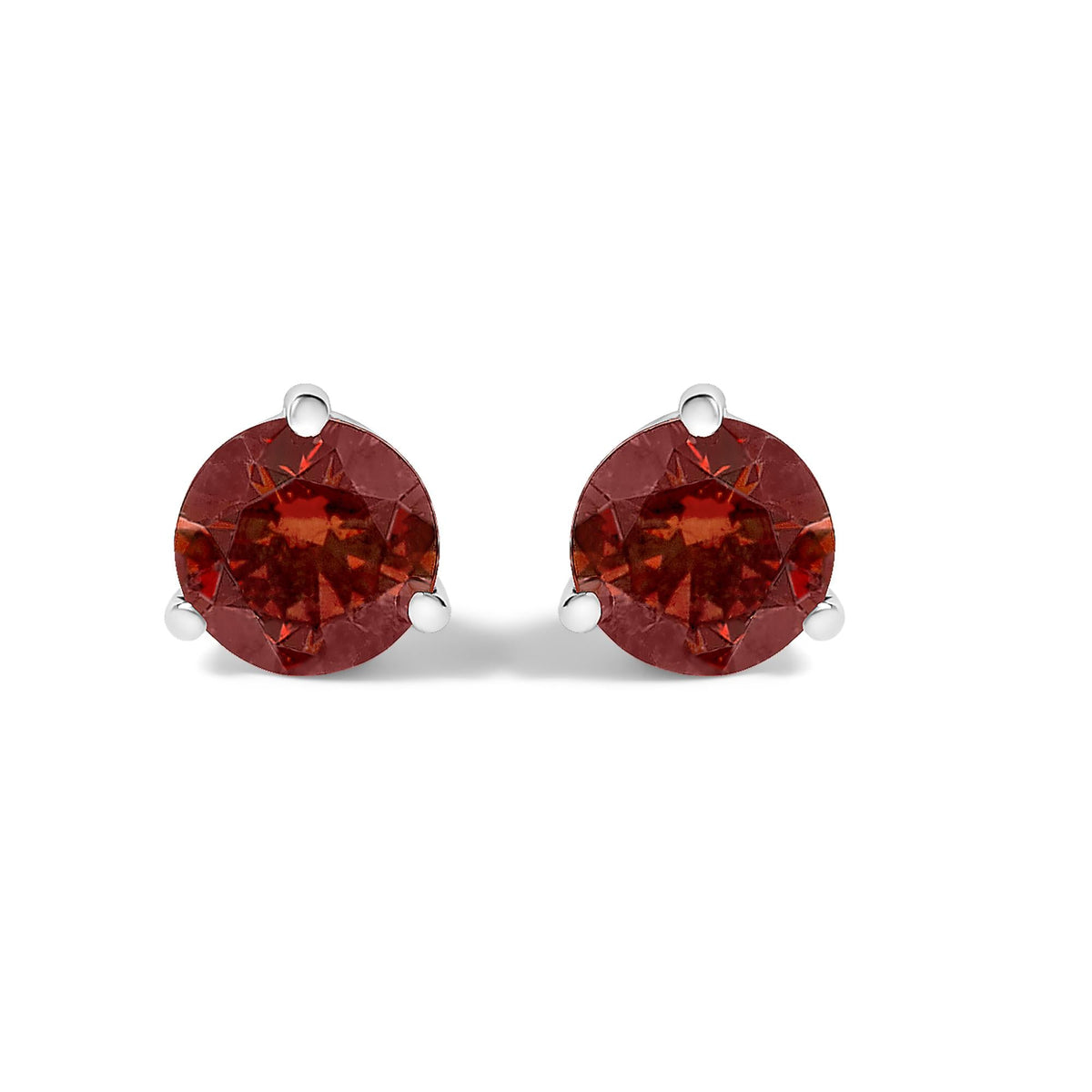 14K White Gold 1/2 Cttw Lab-Grown Round Brilliant-Cut Colored Diamond Classic 3-Prong Martini set Stud Earrings (VS1-VS2 Clarity)