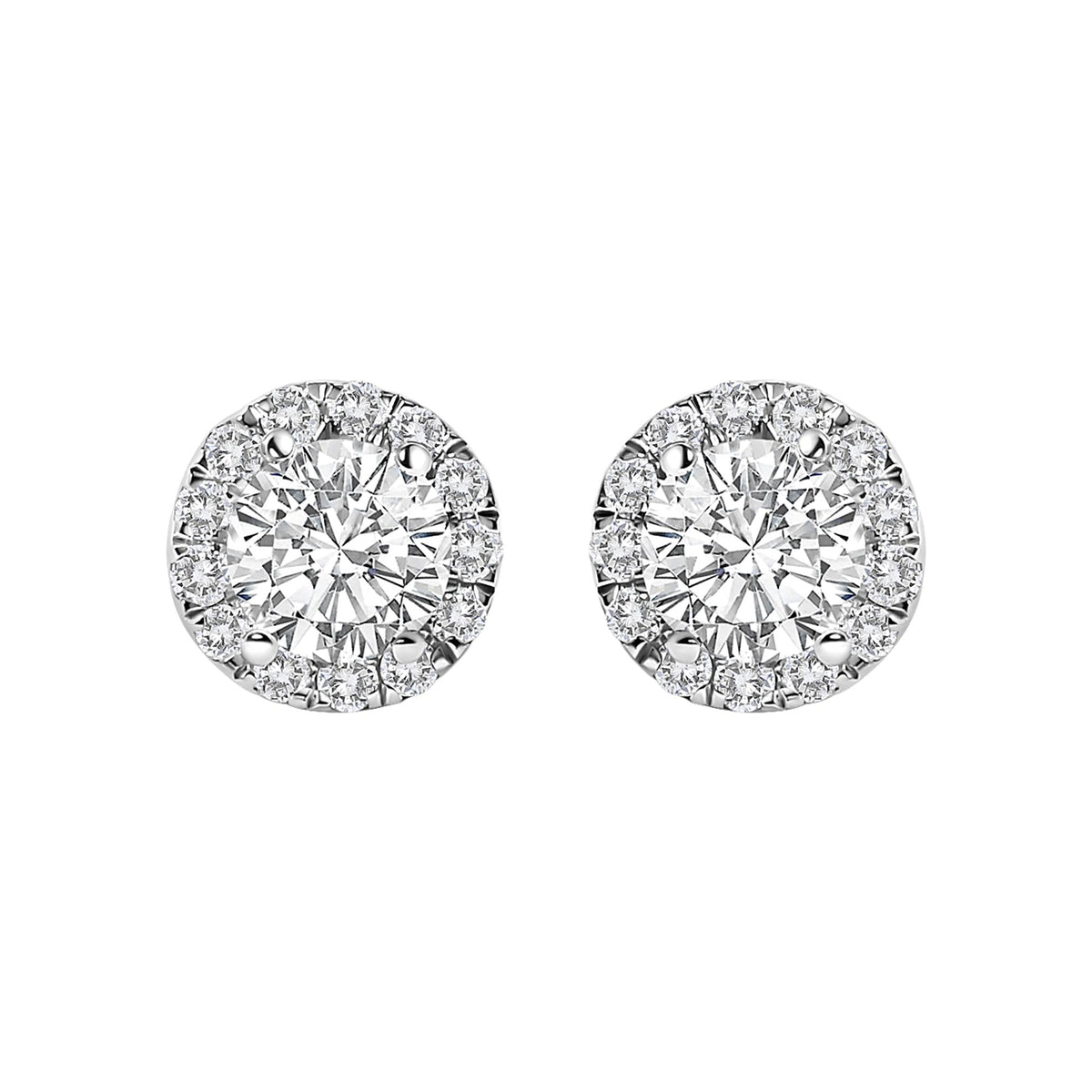 14K White Gold 1.0 Cttw Lab-Grown Diamond Halo Stud Earring (F-G Color, VS1-VS2 Clarity)