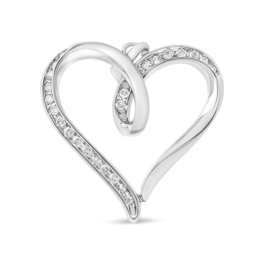 .925 Sterling Silver 1/4 cttw Channel Set Diamond Heart 18" Pendant Necklace (I-J Color, I3 Clarity) - JackiEaslick