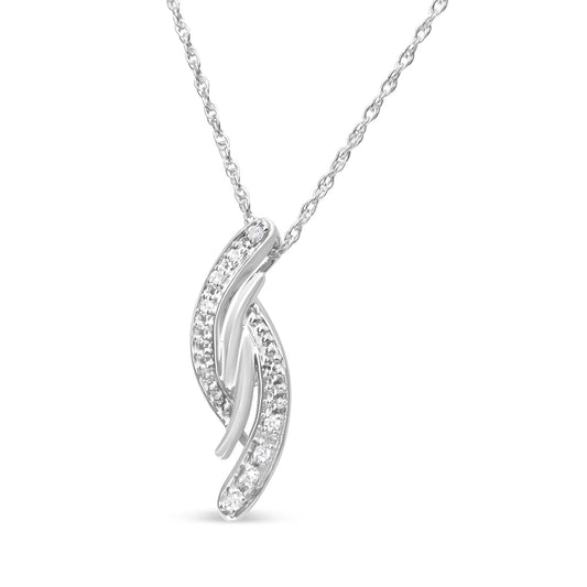 .925 Sterling Silver Diamond Accent Bypass Curve 18" Pendant Necklace (I-J Color, I3 Clarity) - JackiEaslick