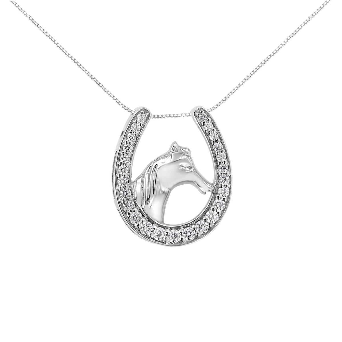 .925 Sterling Silver 1/4 cttw Diamond U Shape Pendant Necklace (I-J, I3-Promo) - JackiEaslick