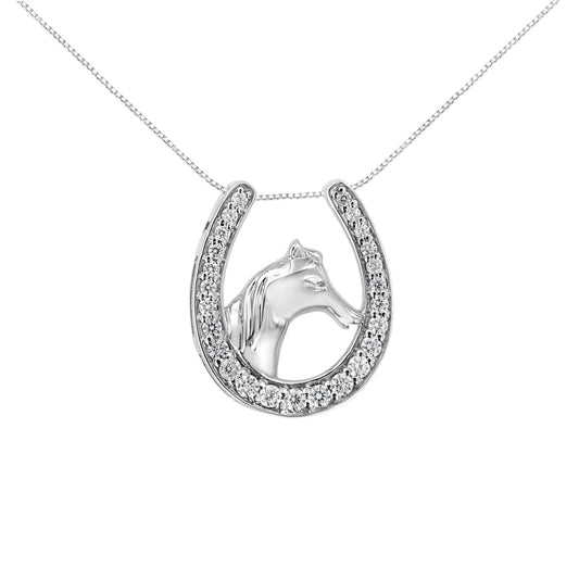 .925 Sterling Silver 1/4 cttw Diamond U Shape Pendant Necklace (I-J, I3-Promo) - JackiEaslick