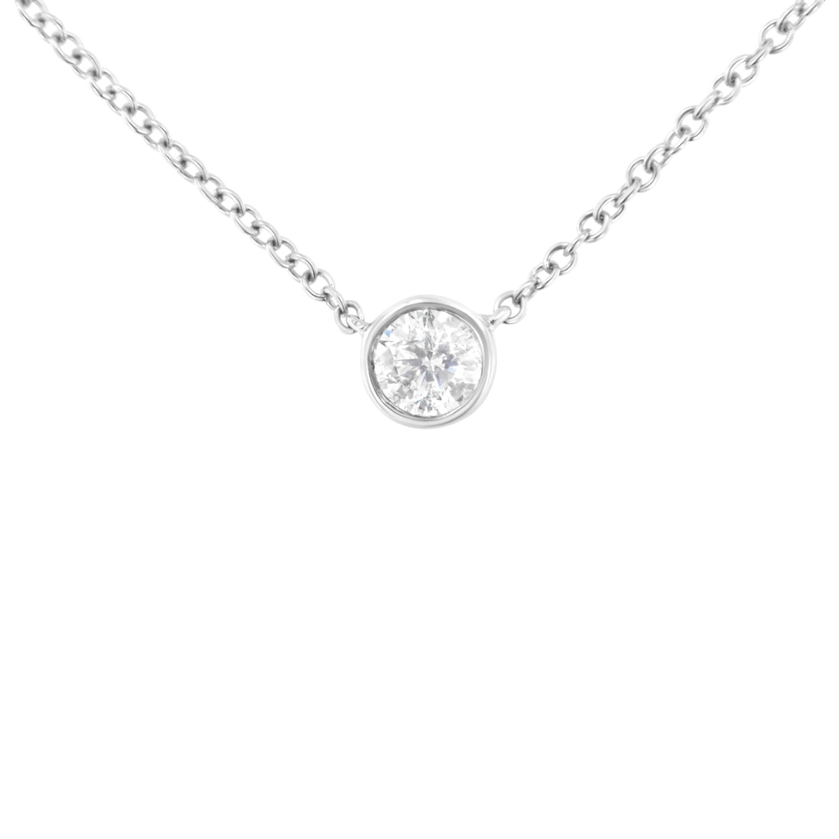 10K Gold 0.25 Carat Diamond Classic Bezel-Set Solitaire Pendant Necklace with 16"-18" Adjustable Chain (H-I Color, SI2-I1 Clarity)