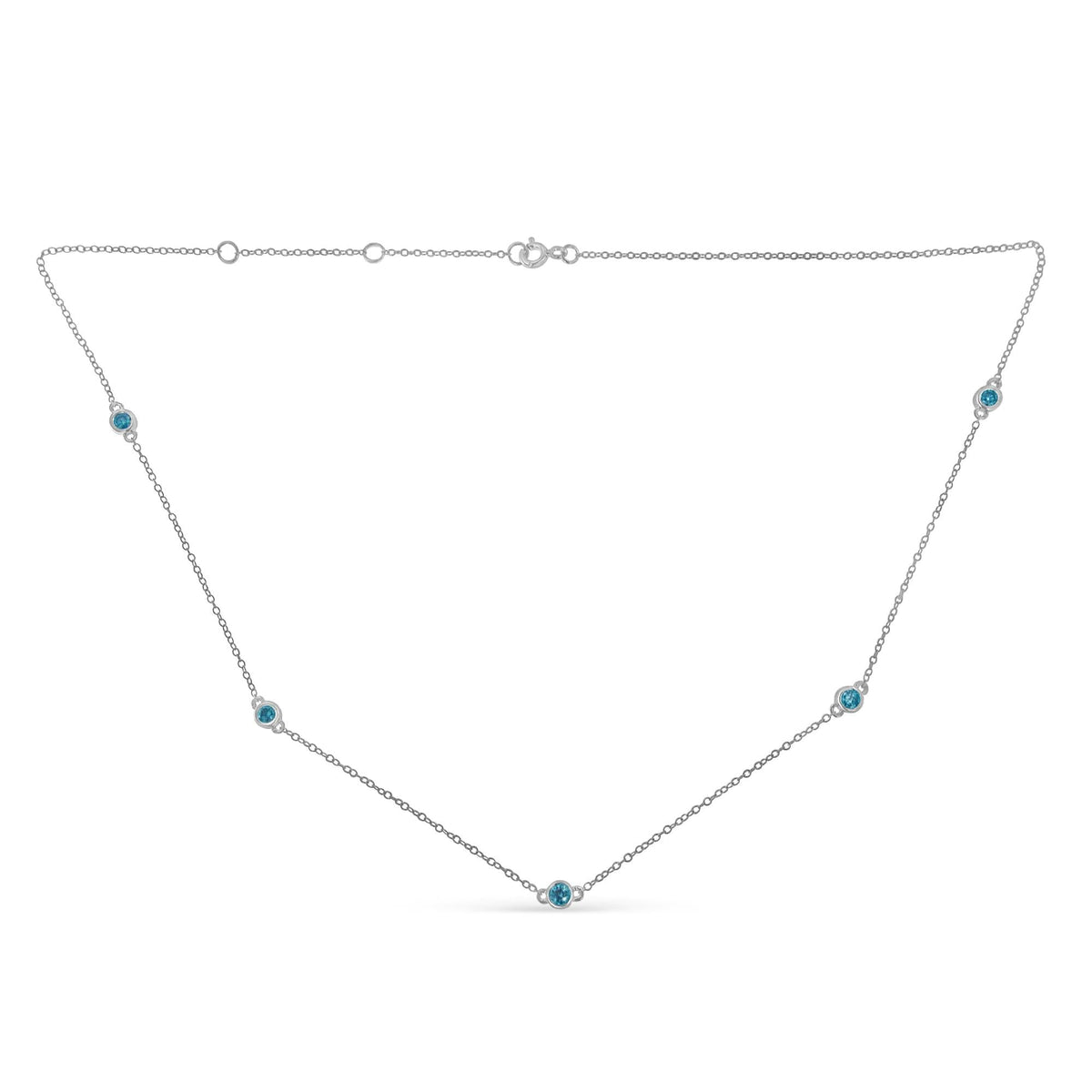 Sterling Silver Treated Diamond By Yard Necklace (1/2 cttw, Blue Color, I2-I3 Clarity) - JackiEaslick