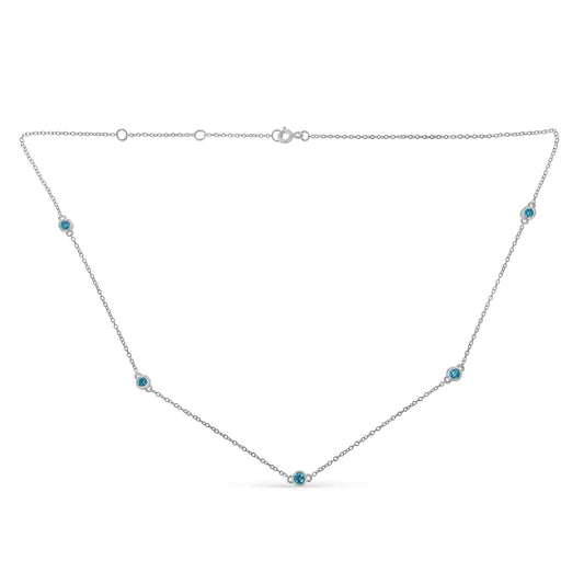 Sterling Silver Treated Diamond By Yard Necklace (1/2 cttw, Blue Color, I2-I3 Clarity) - JackiEaslick