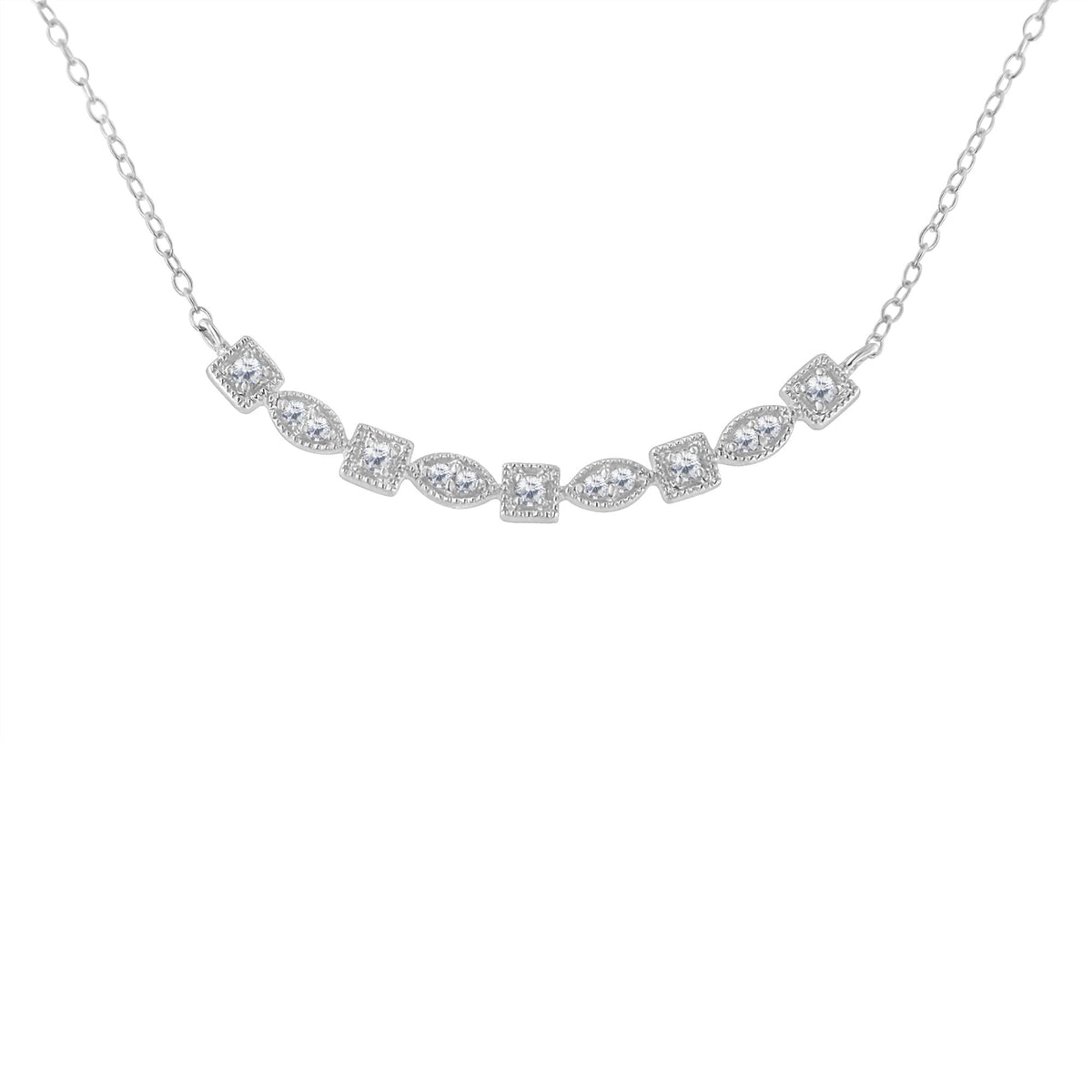 Sterling Silver Diamond Bar Mixed Shape Necklace (1/4 cttw, I-J Color, I2-I3 Clarity) - JackiEaslick