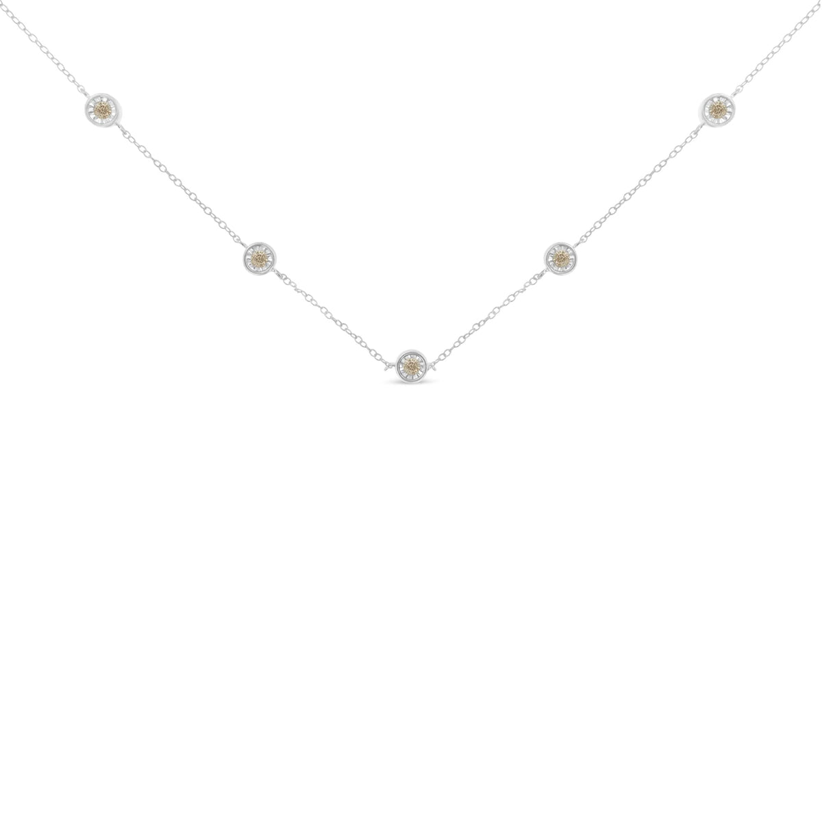 Sterling Silver Diamond Station Necklace (1/2 cttw, I-J Color, I1-I2 Clarity) - JackiEaslick