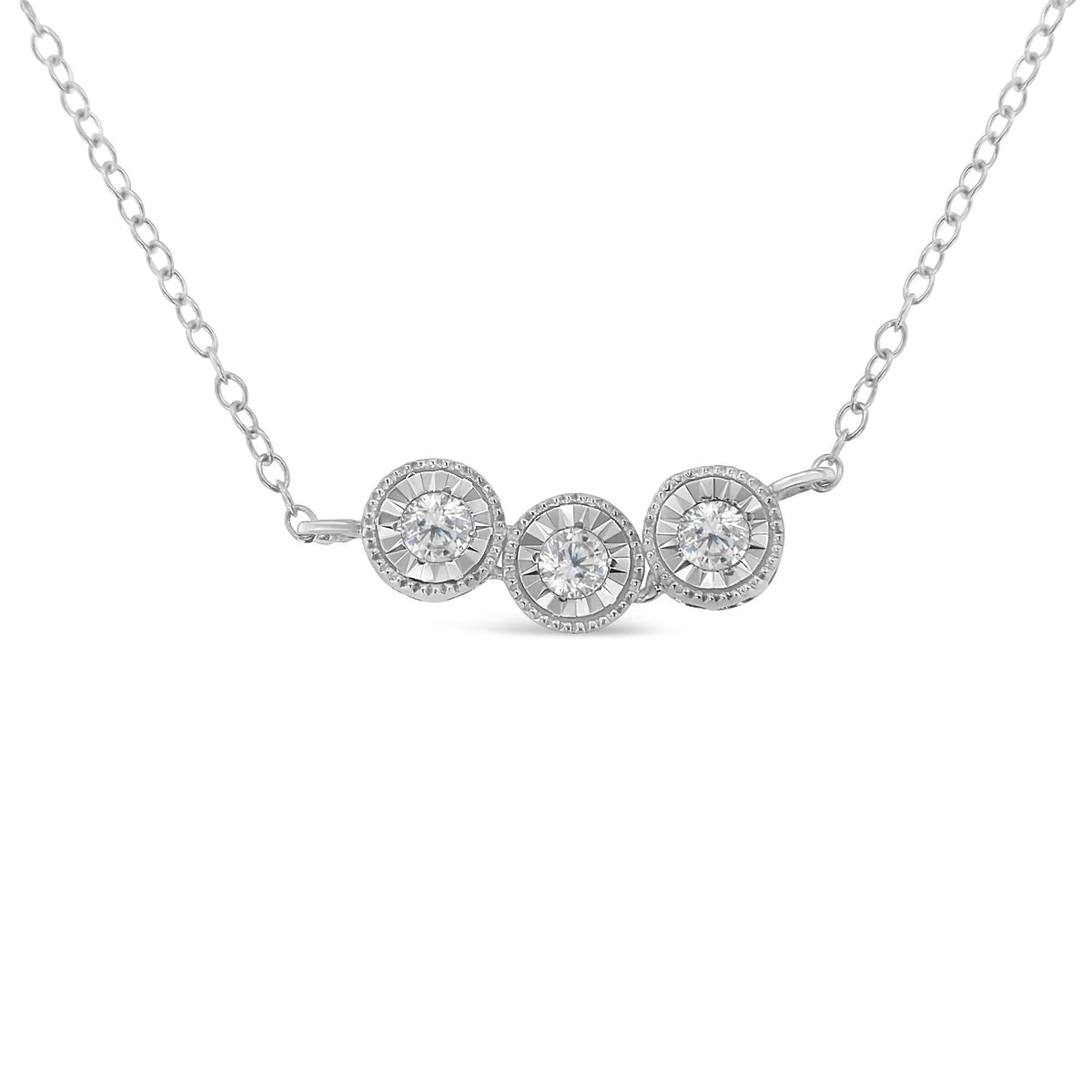 Sterling Silver Round Diamond Pendant Necklace (1/4 cttw, H-I Color, I2-I3 Clarity) - JackiEaslick