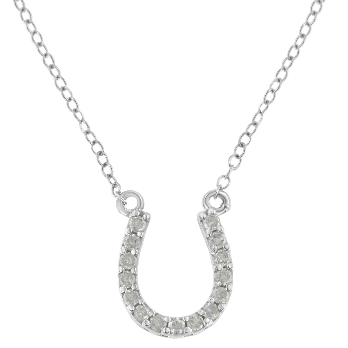 .925 Sterling Silver 1/4 cttw Diamond Horseshoe Necklace (I-J, I3) - JackiEaslick