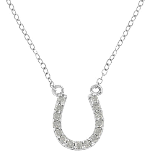 .925 Sterling Silver 1/4 cttw Diamond Horseshoe Necklace (I-J, I3) - JackiEaslick