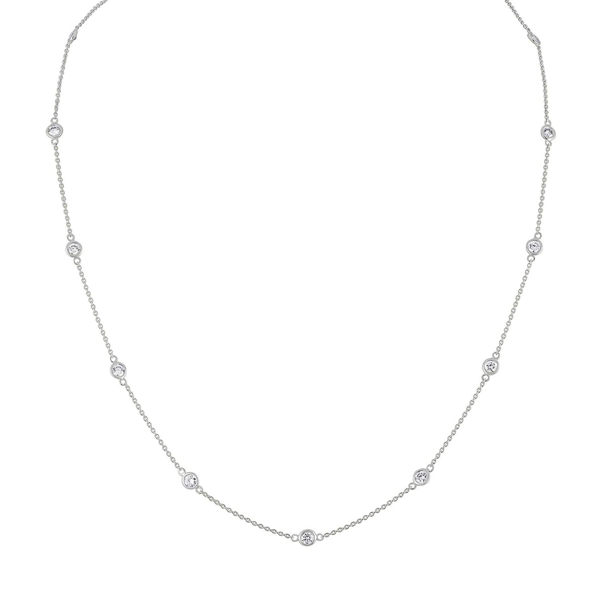 14K Gold Diamond Station Necklace (1 1/10 cttw, H-I Color, VS2-SI1 Clarity)