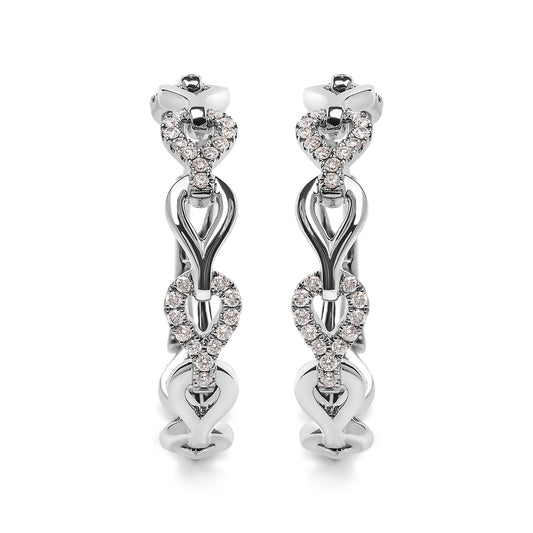 14K White Gold 1/2 Cttw Diamond Open Link Hoop Earrings (G-H Color, SI1-SI2 Clarity)