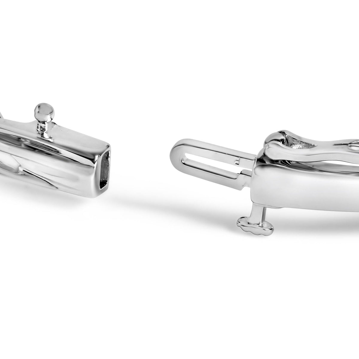 .925 Sterling Silver 3/8 Cttw White and Black Diamond Swirl Bangle Bracelet (Black Color, I3 Clarity) - 7.75" Inches