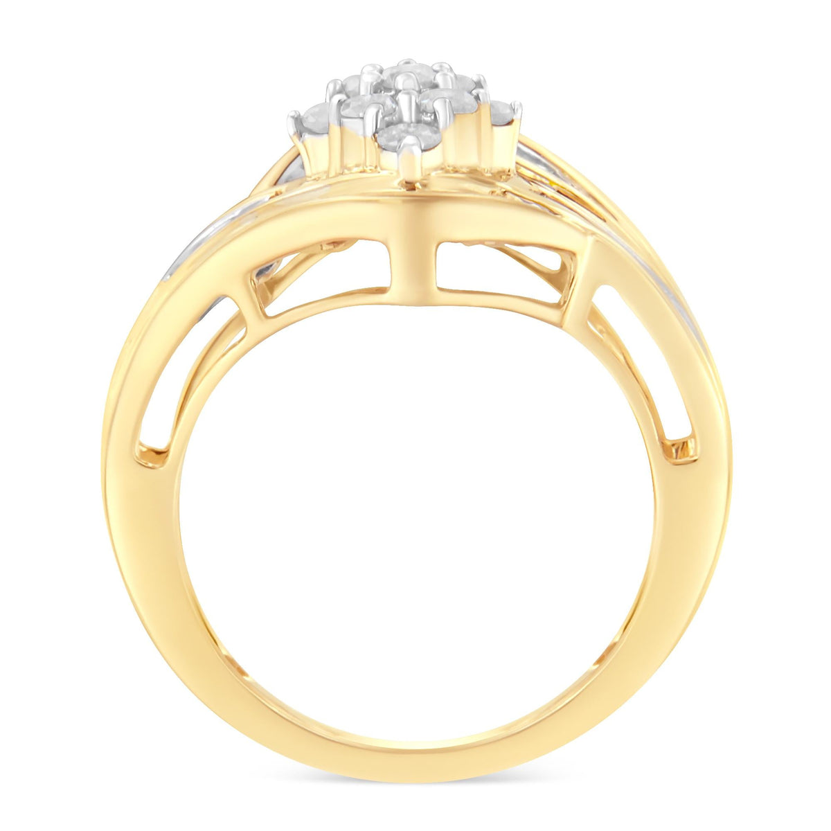 10K Yellow Gold Diamond Bypass Cluster Ring (1 Cttw, I-J Color, I2-I3 Clarity) - JackiEaslick