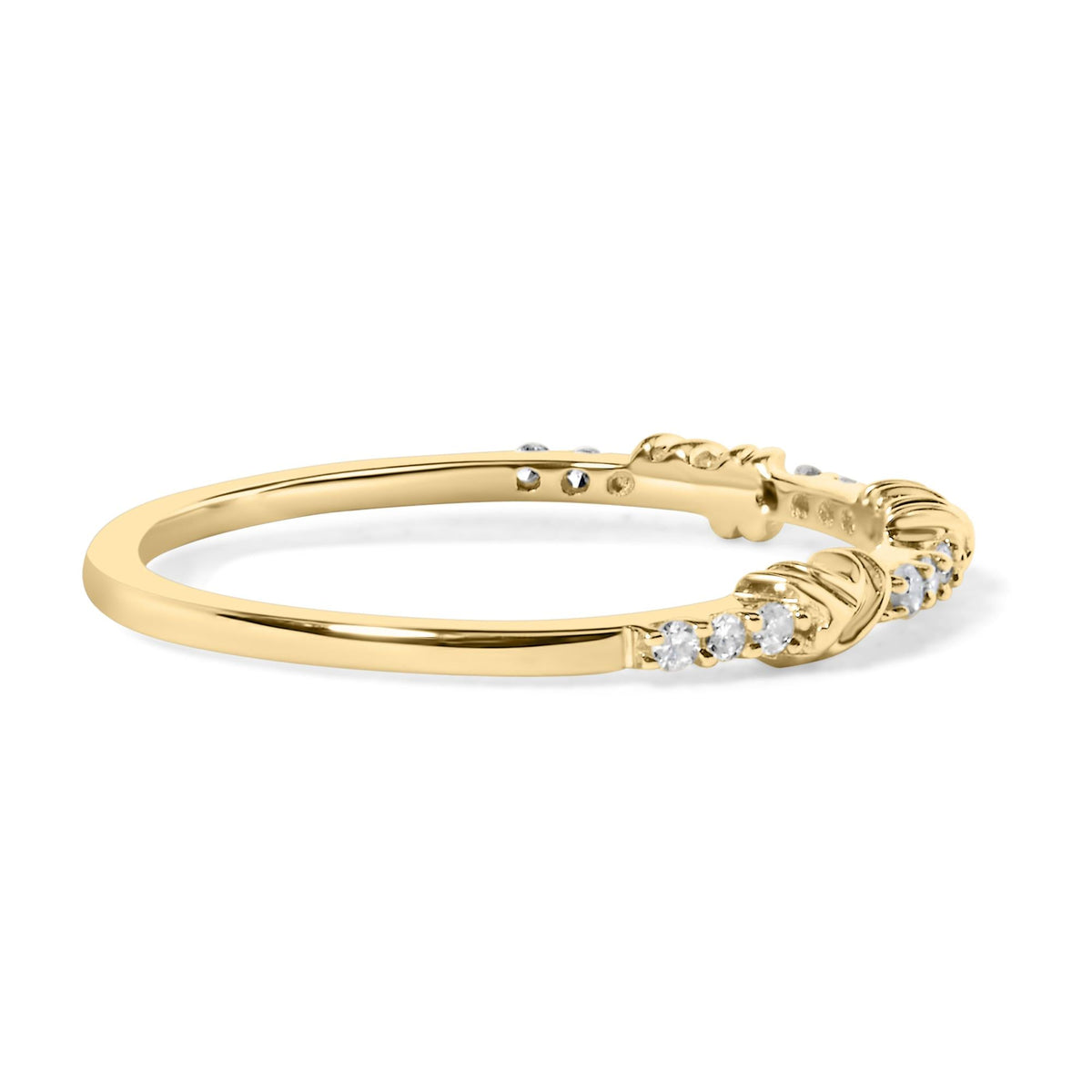 14K Yellow Gold 1/10 Cttw Diamond Twist Band Ring