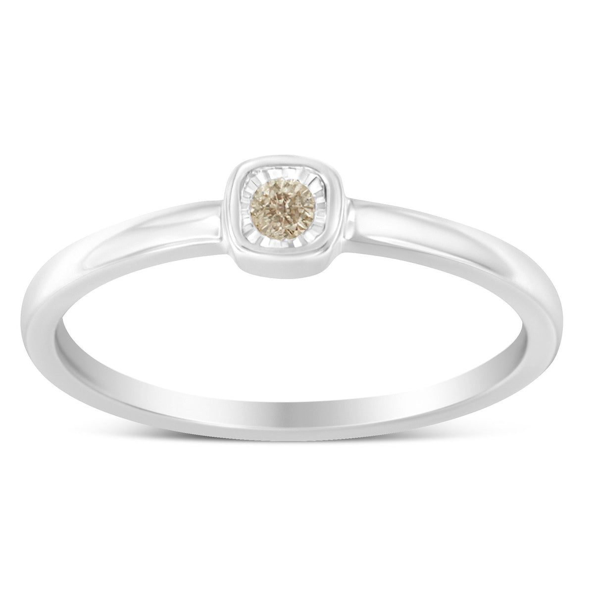 .925 Sterling Silver 1/20 Carat Diamond Square Cushion-Shaped Miracle Set Petite Fashion Promise Ring (J-K Color, I1-I2 Clarity) - JackiEaslick