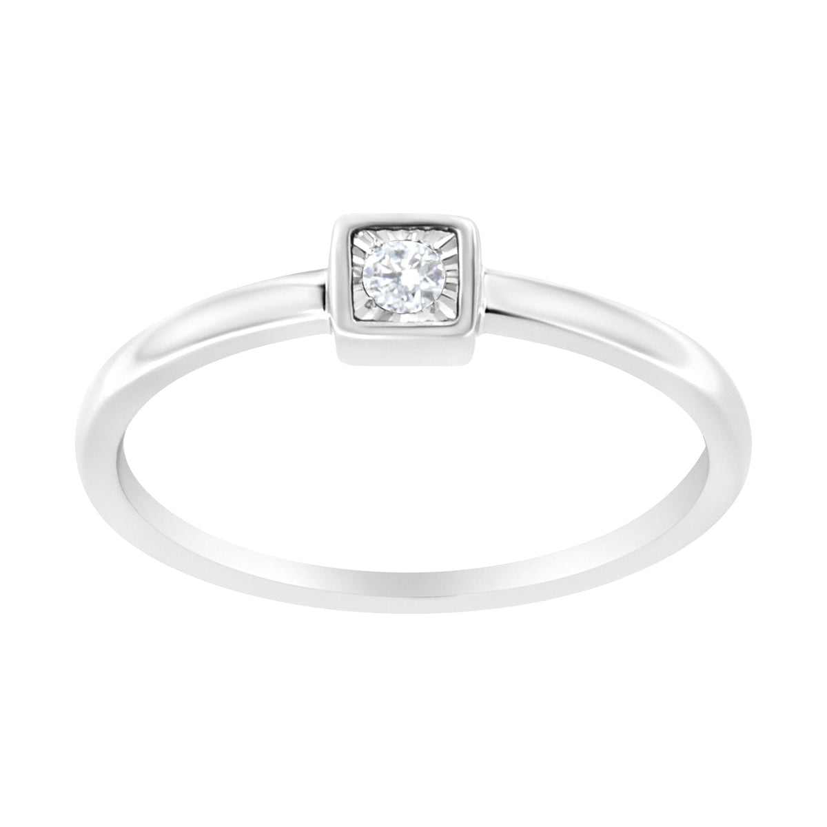 .925 Sterling Silver Miracle-Set Diamond Accent Cushion Shaped Promise Ring (J-K Color, I1-I2 Clarity) - JackiEaslick