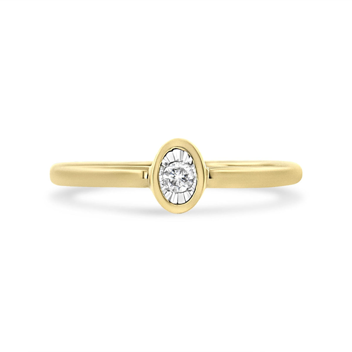 14K Yellow Gold Plated .925 Sterling Silver Miracle Set Diamond Accent Oval Shape Promise Ring (J-K Color, I1-I2 Clarity) - JackiEaslick