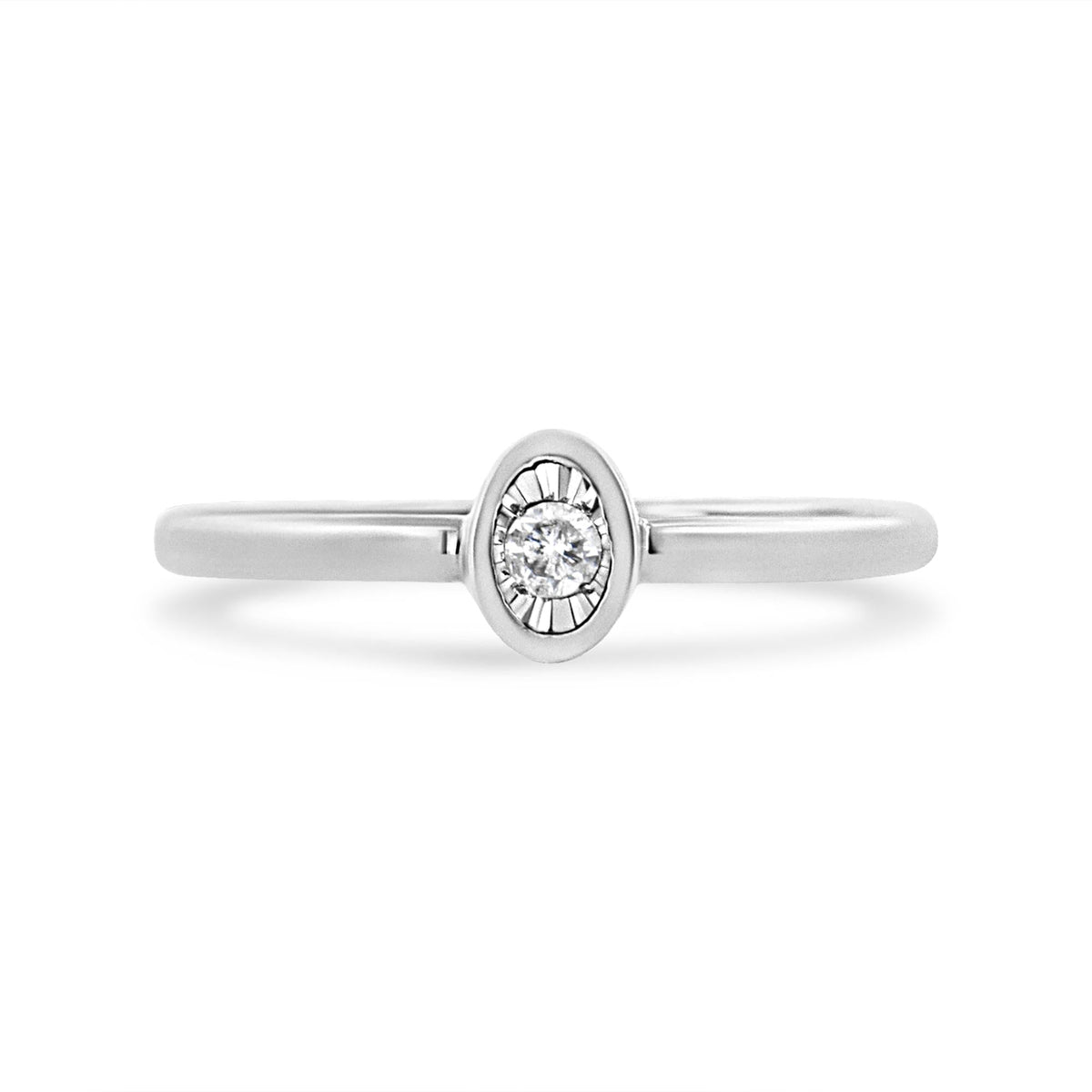 .925 Sterling Silver 1/20 Cttw Miracle Set Diamond Oval Shaped Promise Ring (J-K Color, I1-I2 Clarity) - JackiEaslick