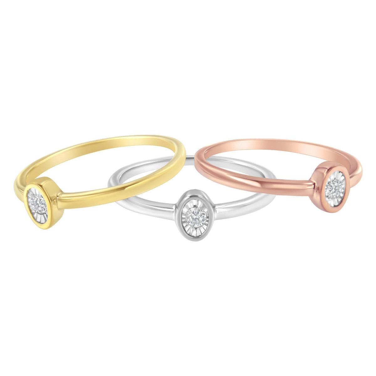 .925 Sterling Silver Diamond Oval Shaped Stackable Promise Ring Set (1/6 Cttw, J-K Color, I1-I2 Clarity) - JackiEaslick