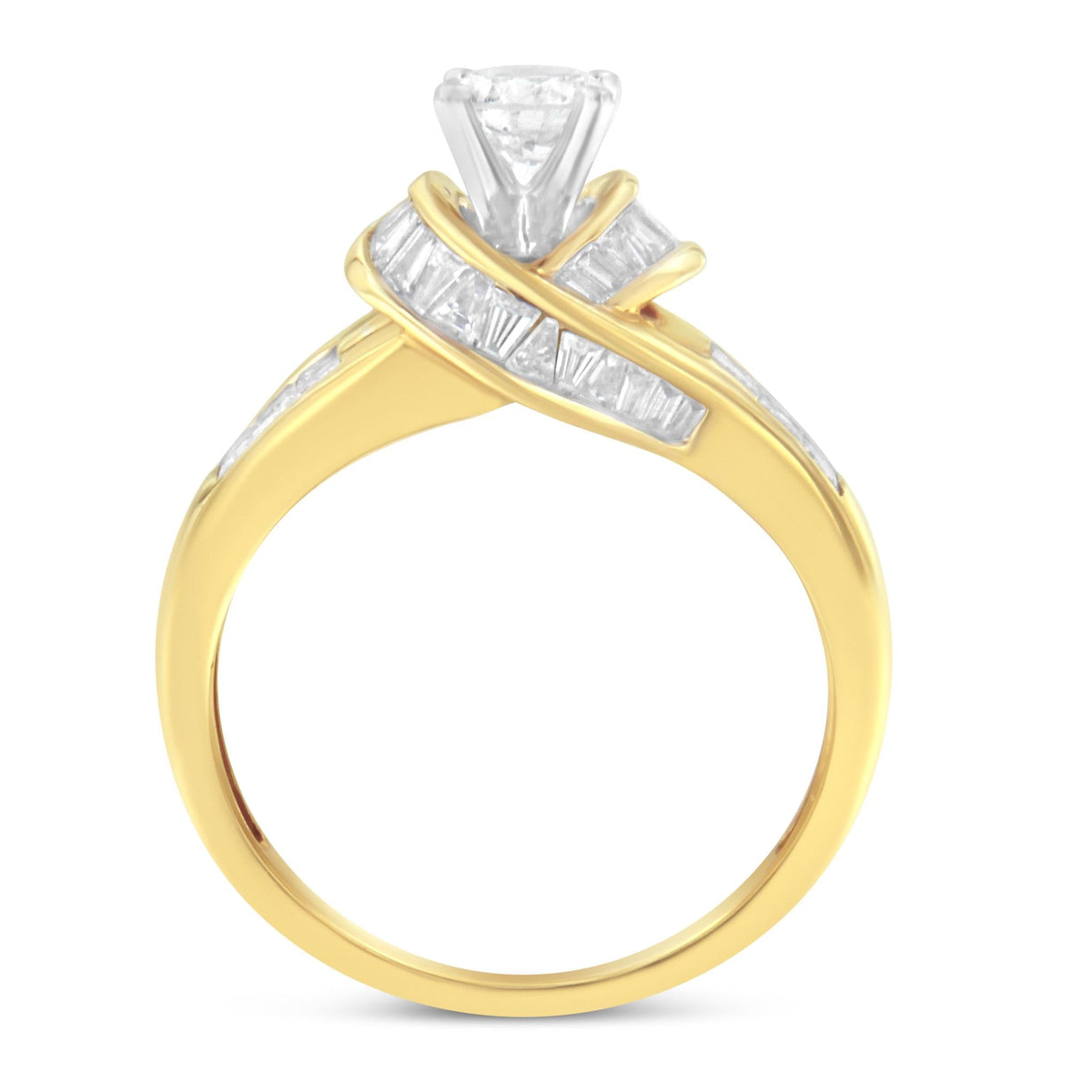 14K Two-Toned Gold Round, Baguette and Princess Cut Diamond Ring (1 1/8 Cttw, H-I Color, SI2-I1 Clarity) - JackiEaslick