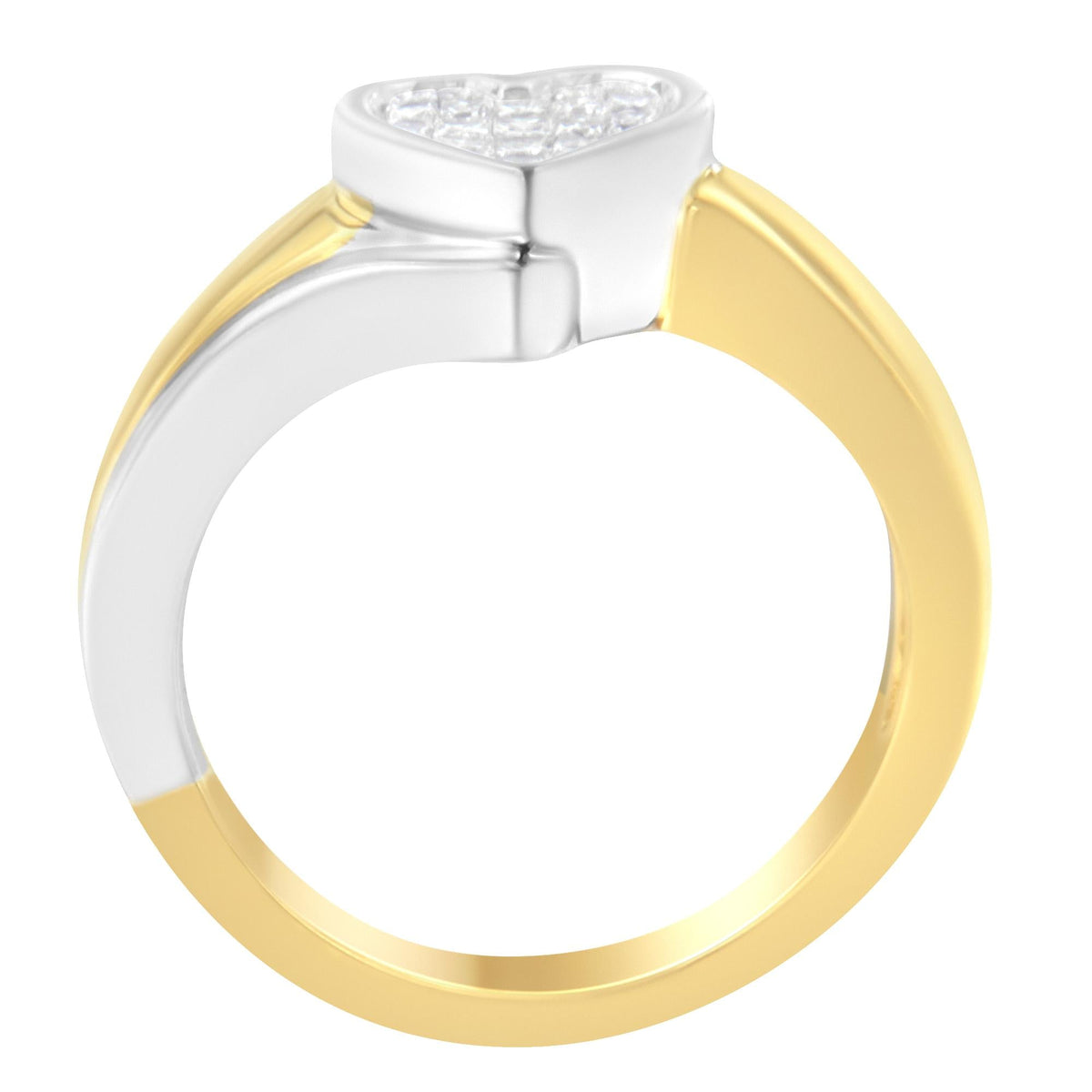 14K Two-Toned Gold Princess-Cut Diamond Heart Promise Ring (1/4 Cttw, H-I Color, I1-I2 Clarity) - JackiEaslick