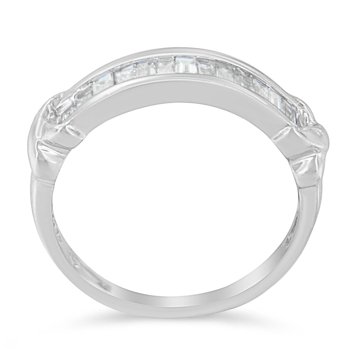 .925 Sterling Silver 1/2 Cttw Baguette Cut Diamond Channel Set X-Station Wedding Ring (H-I Color, I1-I2 Clarity) - JackiEaslick