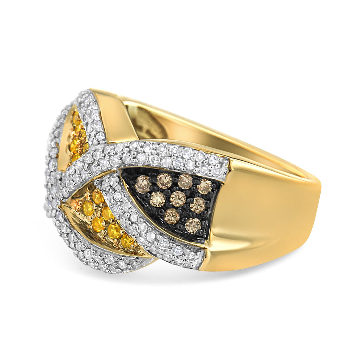 14K Yellow Gold 3/4 Cttw Champagne, Yellow and Round-Cut Diamond Ring (I-J Color, I2-I3 Clarity) - JackiEaslick