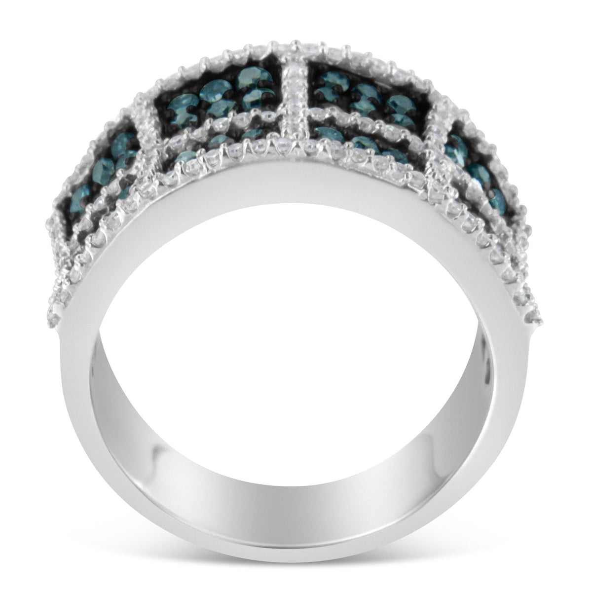 14K White Gold White and Treated Blue Diamond Cocktail Ring (1 1/2 Cttw, H-I Color, I1-I2 Clarity) - JackiEaslick