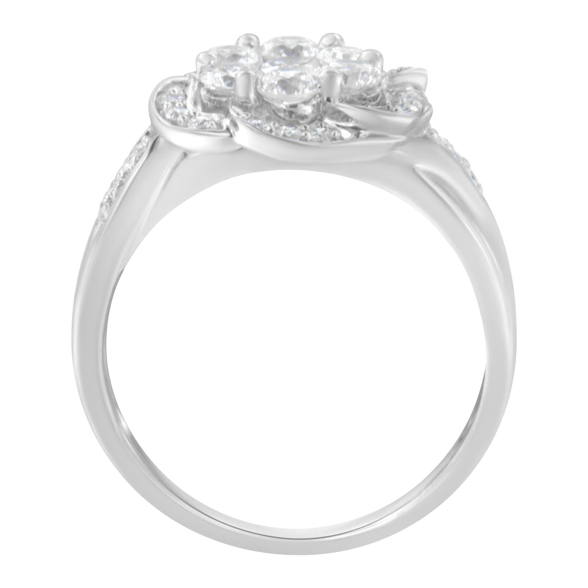 14K White Gold Floral Cluster Diamond Ring (1 Cttw, H-I Color, SI2-I1 Clarity) - JackiEaslick