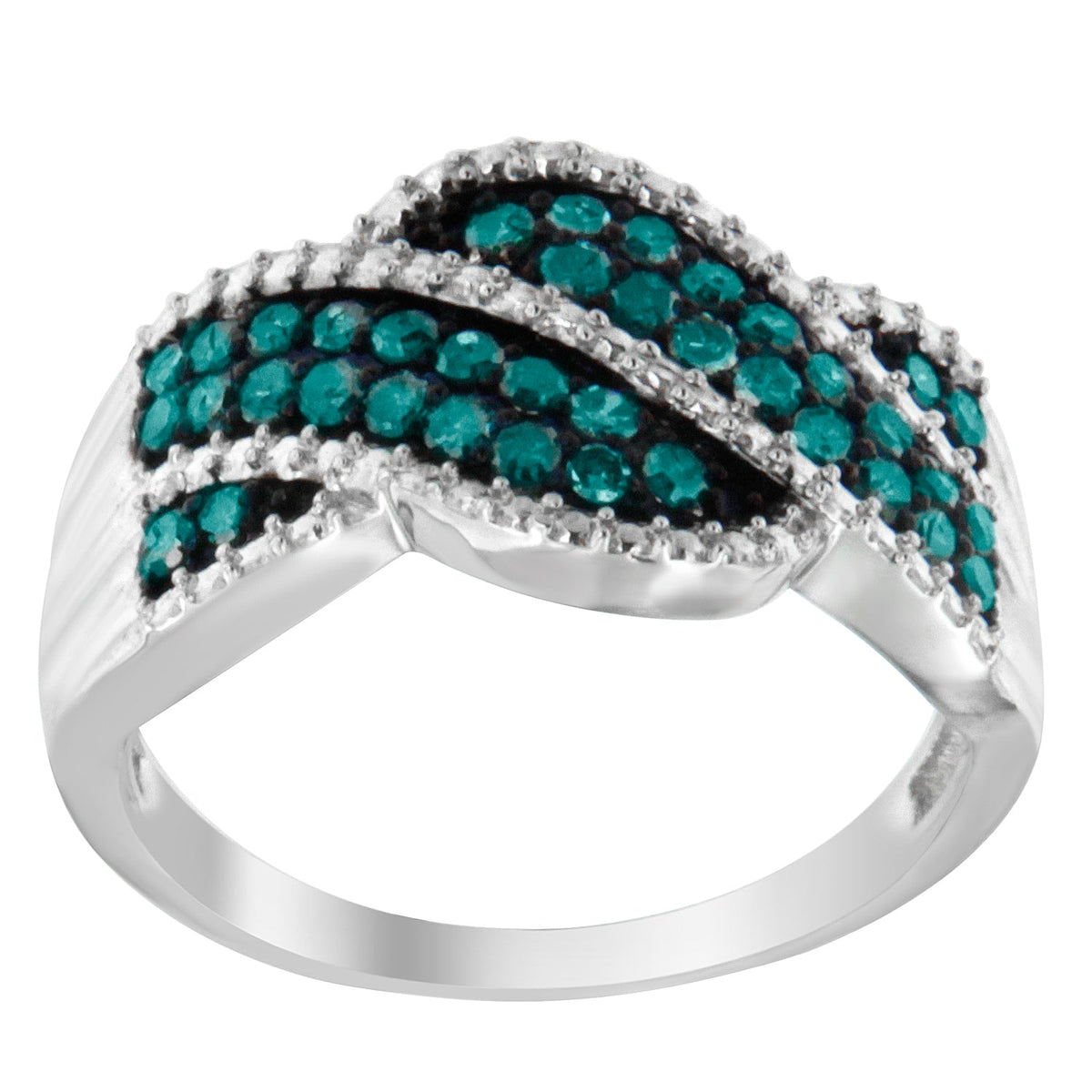 .925 Sterling Silver Treated Blue Color Diamond cocktail Ring (1/2 Cttw, Treated Blue Color, I2-I3 Clarity) - JackiEaslick