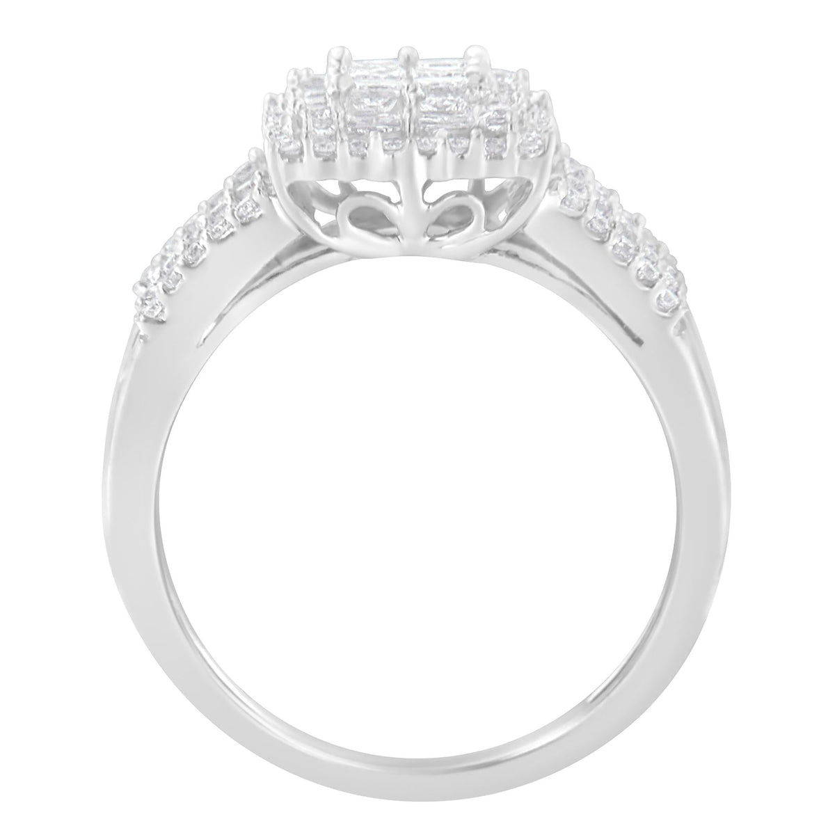 10K White Gold Diamond Cluster Ring (1 cttw, H-I Color, I1-I2 Clarity) - JackiEaslick