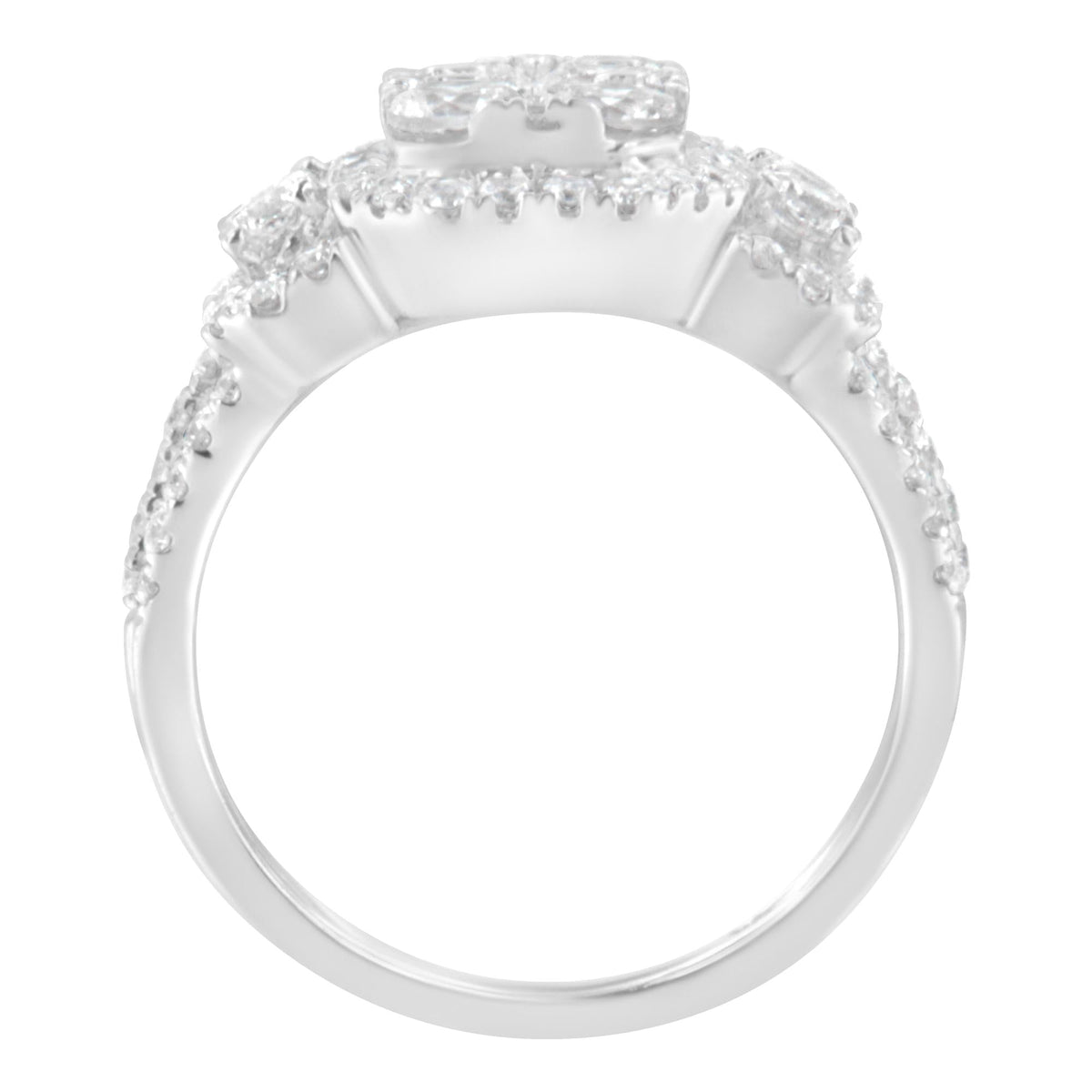 14K White Gold 2 1/4 Cttw Diamond Cocktail Cluster Ring (G-H Color, SI2-I1 Clarity) - JackiEaslick