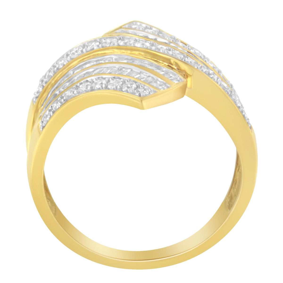 10K Yellow Gold Diamond Bypass Ring (1 1/7 Cttw, I-J Color, I1-I2 Clarity) - JackiEaslick
