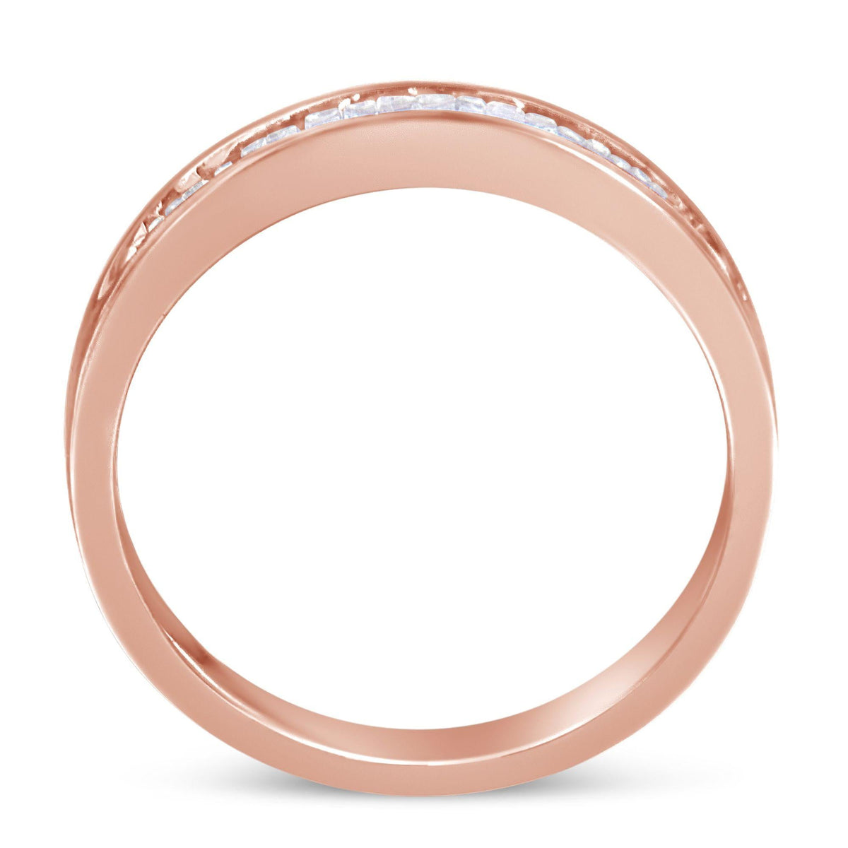 10K Rose Gold over .925 Sterling Silver 1/5 Cttw Diamond Channel-Set Stackable Band Ring (H-I Color, I1-I2 Clarity) - JackiEaslick